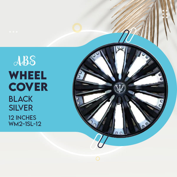 Wheel Cover ABS Black Silver 12 Inches - WM2-1SL-12
