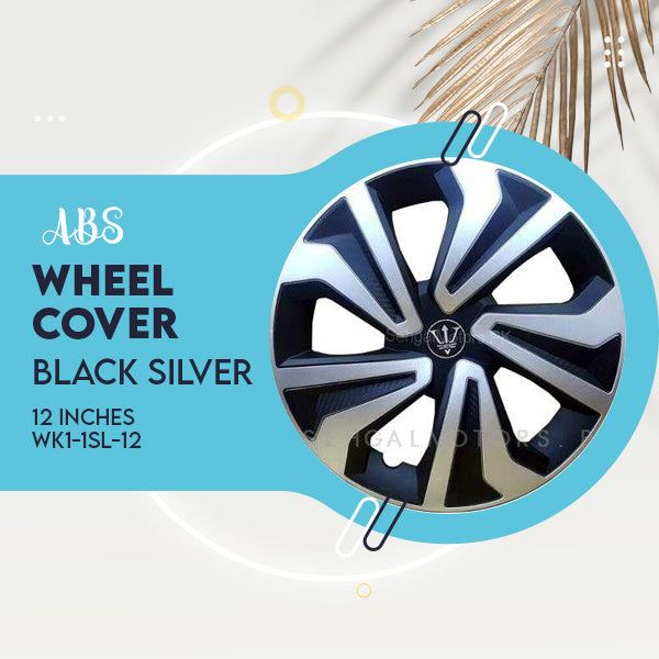 Wheel Cover ABS Black Silver 12 inches - WK1-1SL-12