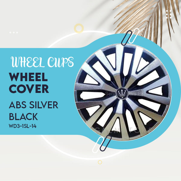 Wheel Cups / Wheel Covers ABS Silver Black 14 inches - WD3-1SL-14