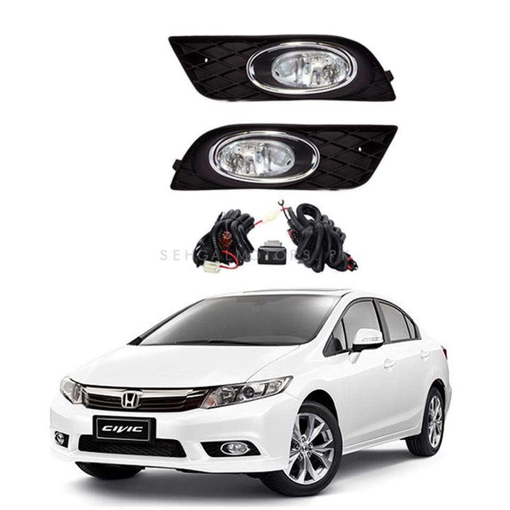 Honda Civic DLAA Fog Lamps Bumper Light Black Chrome HD552 - Model 2012-2016