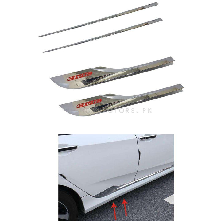 Honda Civic Lower Door Chrome Moulding with Logo MA00922/923 - Model 2016-2021