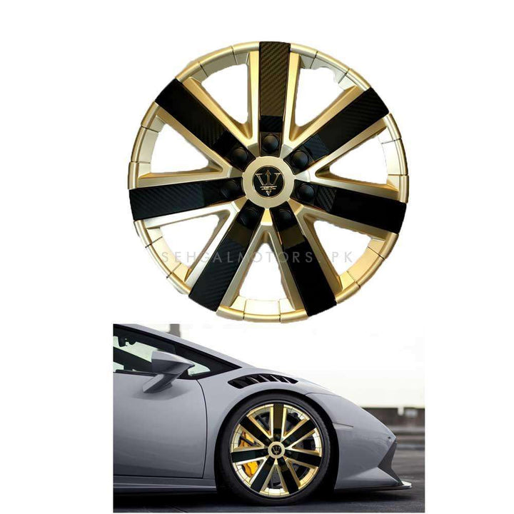 Wheel Cups / Wheel Covers ABS Matt Gold And Black 12 Inches WG1-7BK-12