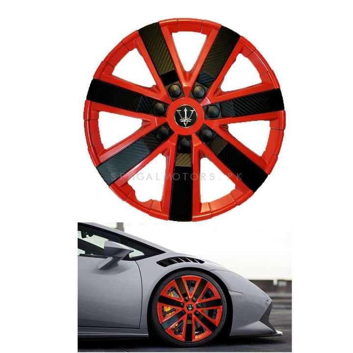 Wheel Cups / Wheel Covers ABS Red And Black 12 Inches WG1-5BK-12