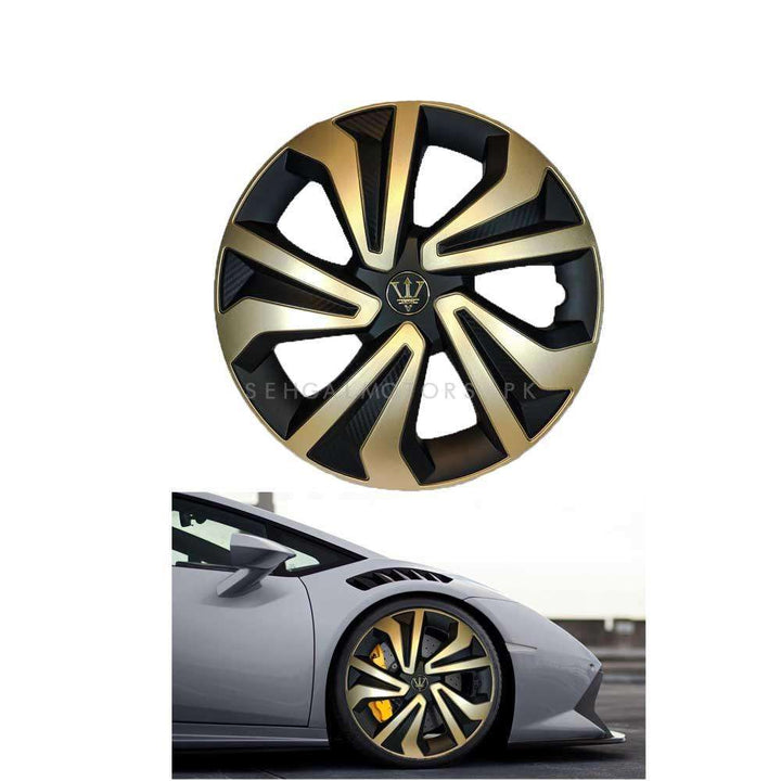 Wheel Cups / Wheel Covers ABS Black And Gold 12 Inches WK1-1GL-12