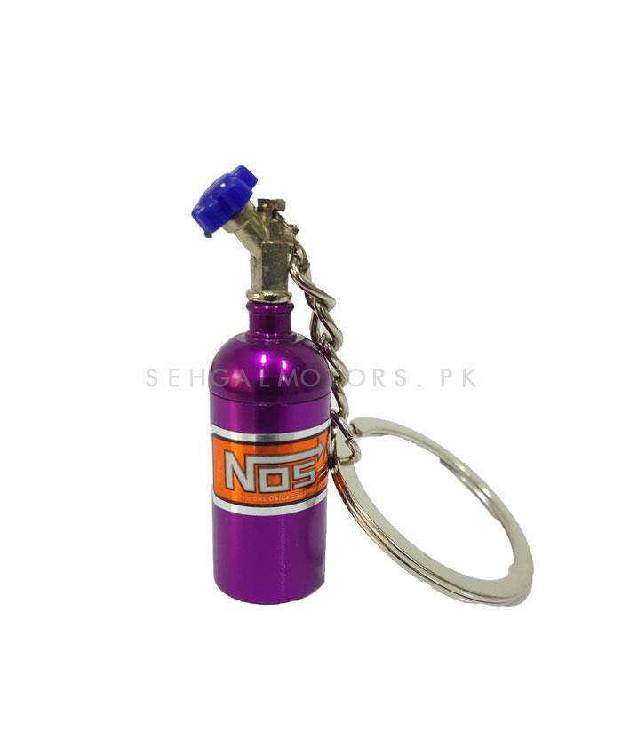 NOS Can Cylinder Shape Key Chain Ring - Purple