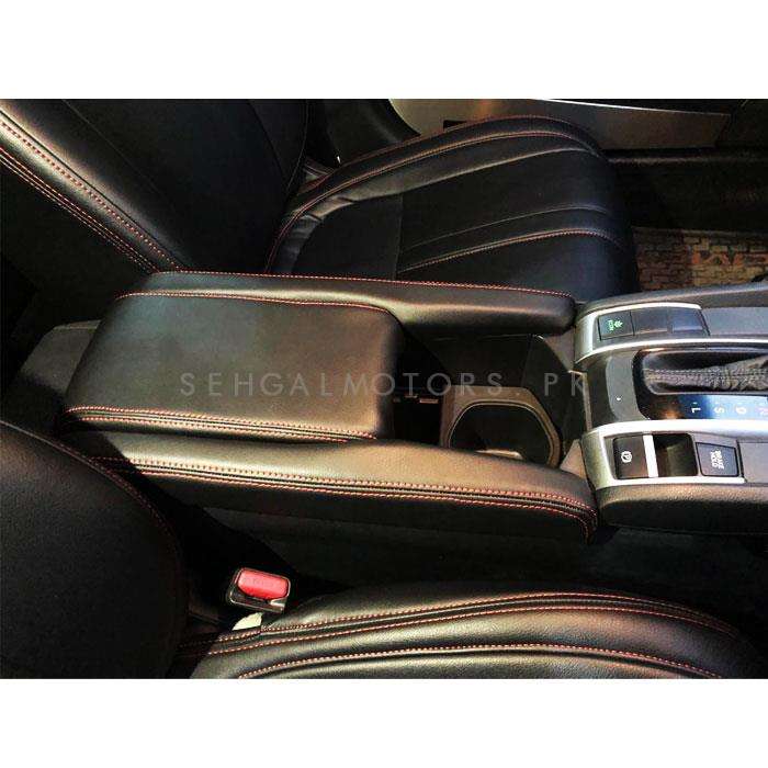 Honda Civic Red Stitch Leather Arm Rest Cover - Model 2016-2021