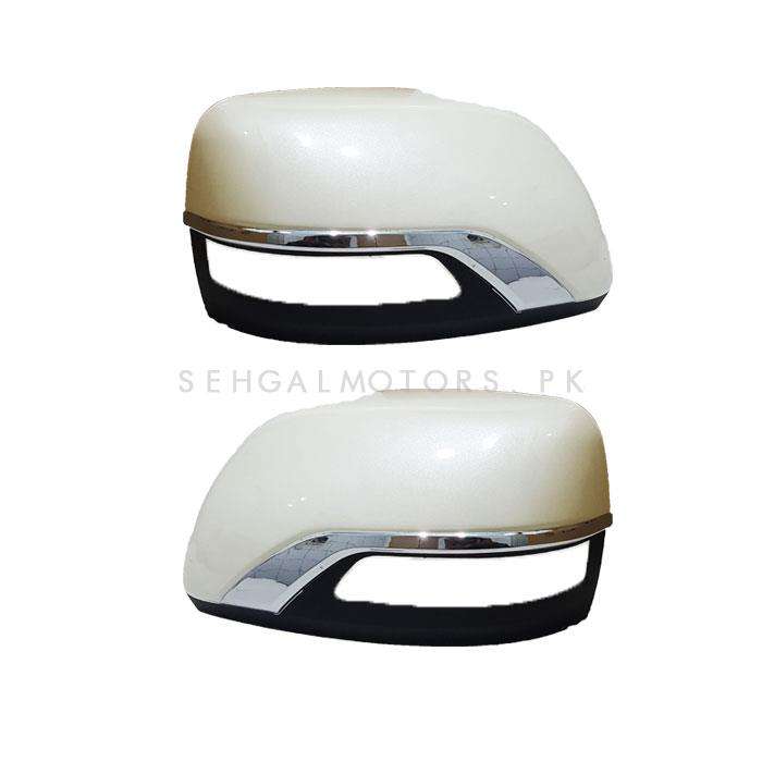 Toyota Land Cruiser Side Mirror Chrome Cover White With LED - Model 2012-2021