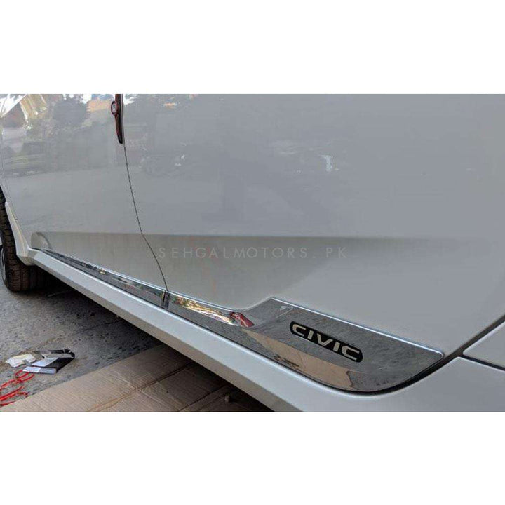 Honda Civic Lower Door Chrome Moulding with Logo MA00922/923 - Model 2016-2021