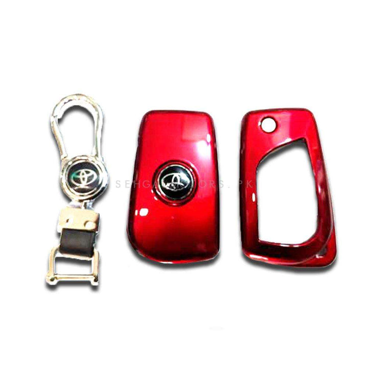 Toyota Corolla Replacement Key Shell Case Cover With Toyota Logo Red - Model 2017-2021