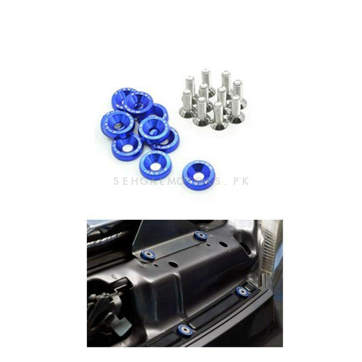 JDM Fender Washers Colorful Car Styling Universal Modification Password License Plate Bolts - Blue