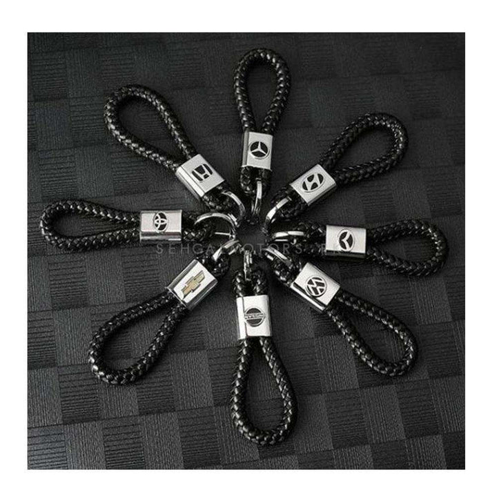 BMW Premium Leather Rosary Keychain Keyring - Black