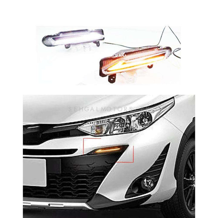 Toyota Yaris Nike Style Front Bumper Sequential Fog Lamp Light DRL Cover - Model 2020-2021