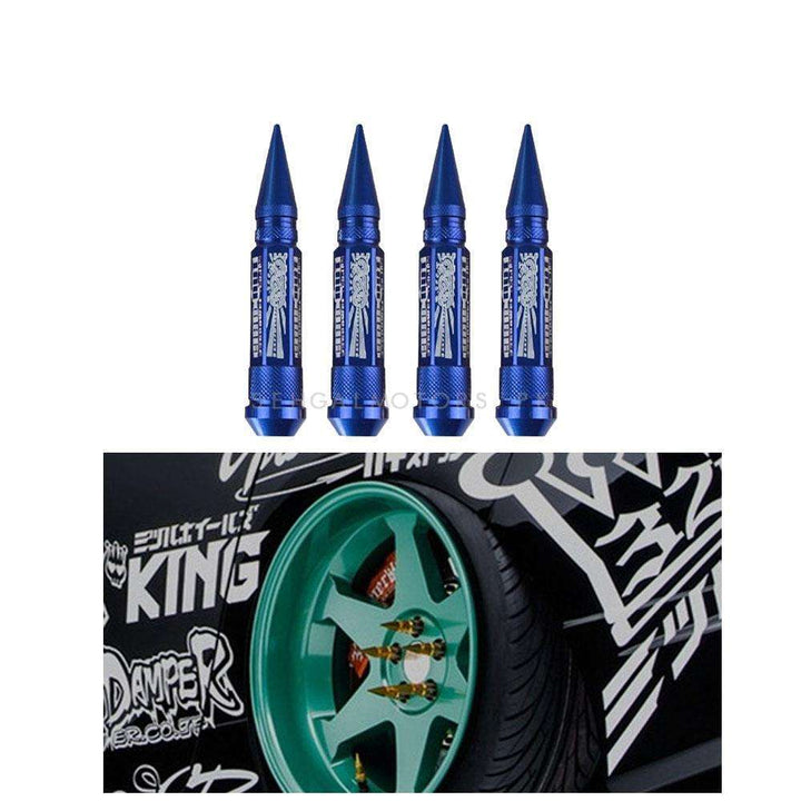 326 Power Nut Extra Long Spikes Lug Nuts for Wheels - Blue
