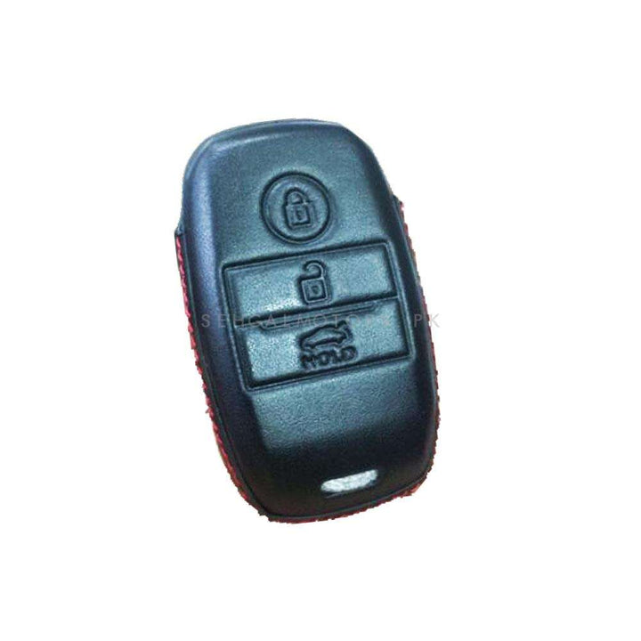 KIA Sportage Slim Style Leather Key Cover 3 Button Black - Model 2020-2021