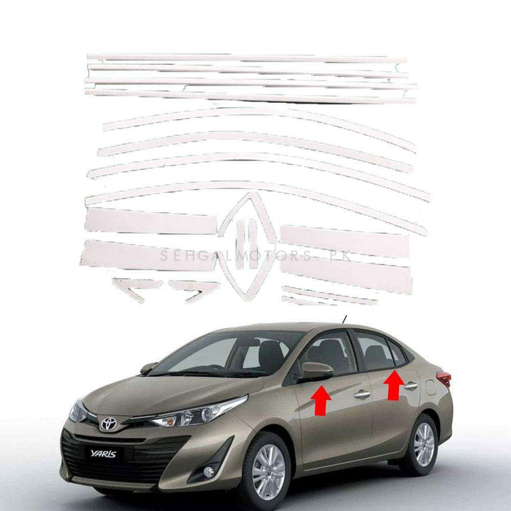 Toyota Yaris Complete Chrome Weather Strips 22 PC - Model 2013-2019