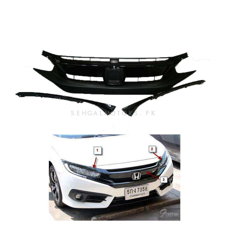 Honda Civic Bumper Upper Grille Thailand - Model 2016-2021