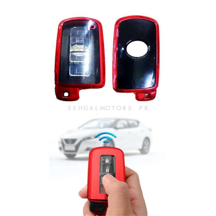 Toyota Corolla Grande TPU Plastic Protection Key Cover Red 4 Button - Model 2021-2022