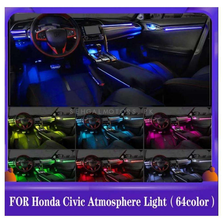 Honda Civic Interior Carbon Fiber Door Illumination Kit RGB 64 Colors - Model 2016-2021