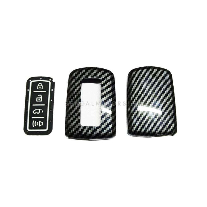 Toyota Corolla Grande Plastic Protection Key Cover Carbon Fiber With Black PVC 4 Buttons - Model 2017-2021