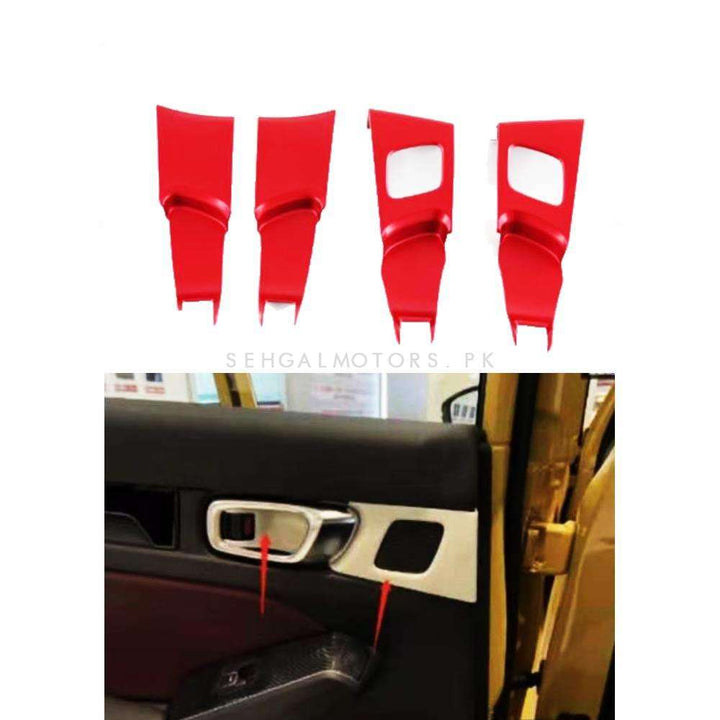 Honda Civic Inner Door Handle Cover Red 4 Pcs - Model 2022-2023