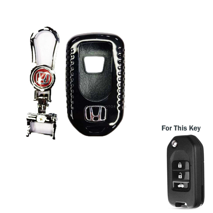Honda Civic Type R Replacement Key Shell Case Cover For Remote 3 Button Black With Chrome - Model 2016-2021