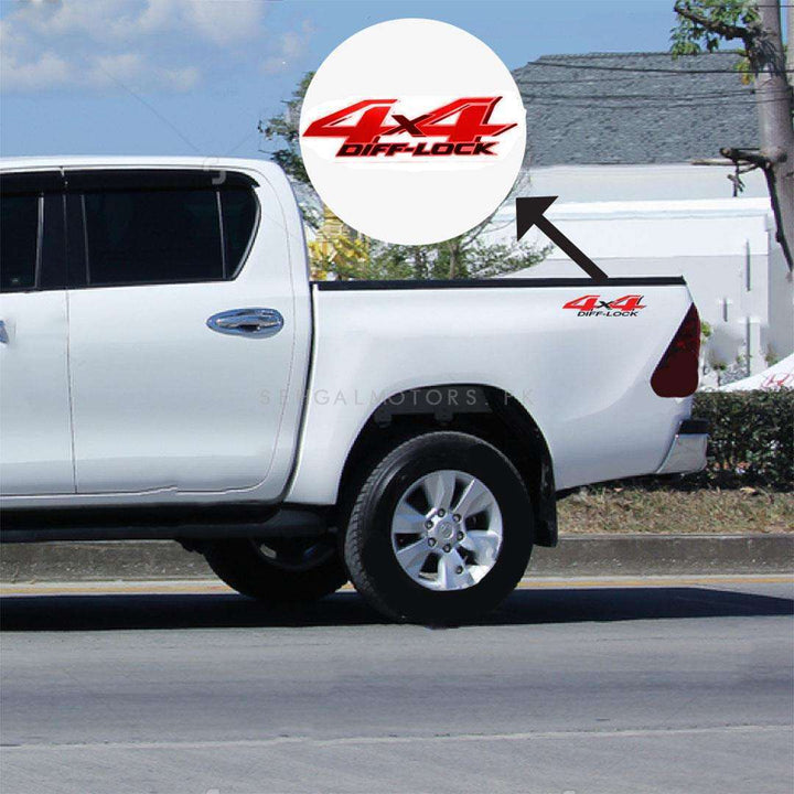 4x4 Diff Lock Red Sticker Decal Rear For Toyota Hilux Revo - Pair